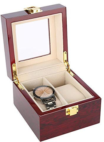 Salmue Box für Uhren für Damen Herren - 2 Fächer Holz Advanced Display Cabinet