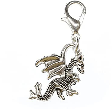 Miniblings Drache 2cm Charm Zipper Armband Fabelwesen Fantasy Märchen - Handmade Modeschmuck I Kettenanhänger versilbert - Bettelanhänger Bettelarmband - Anhänger für Armband
