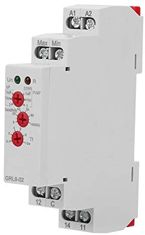 KSTE Flüssigkeitsstand Steuerrelais, GRL8-02 Relais zur Überwachung des Füllstandssteuerrelais Wasserstandsregler 10A AC/DC 24V-240V DIN-Schienen Montage