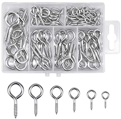 heavenlife 100 Stück Auge Schrauben, Augenbolzen, Ringschraube, Sortiment Metall Hakenschrauben Ösenschraube, für Hängend, Cork Top Flaschen, DIY, 6 Größen (Silber)