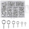 heavenlife 100 Piezas Hembrillas, Pernos de Ojo, Ojos Ganchos de Tornillo, Enchapado en Níquel Atornillables Ganchos para Botellas de corcho Artículos Colgantes, 6 Tamaños Plata