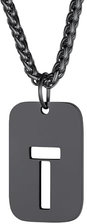 Richsteel Colgante de Letras Personalizables en Chapa Militar con Collar Inoxidable Color Negro