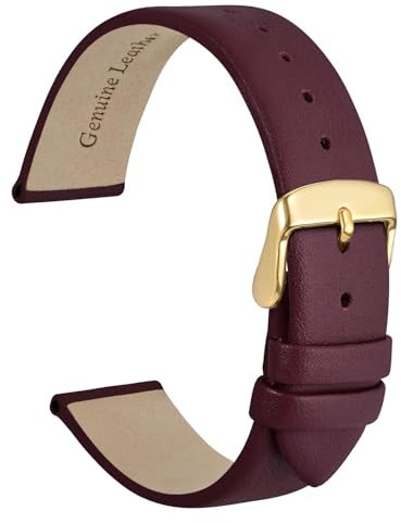WOCCI 16mm Elegante Cinturino per Orologio con Fibbia Oro (Prugna Scura)