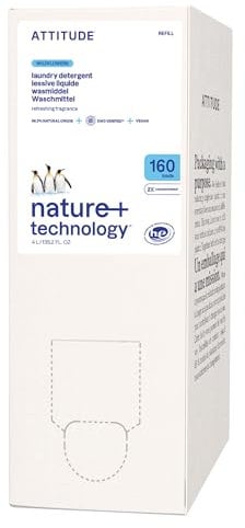 ATTITUDE Liquid Laundry Detergent, EWG Verified Laundry Soap, HE Compatible, Vegan and Plant Based Products, Wildflowers, Bulk Refill, 160 Loads, 4 Litres