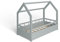 ms factory Hausbett Kinderbett 70x140 cm mit Rausfallschutz und Lattenrost - Einzelbett aus Kiefernholz für Mädchen und Junge - Grau