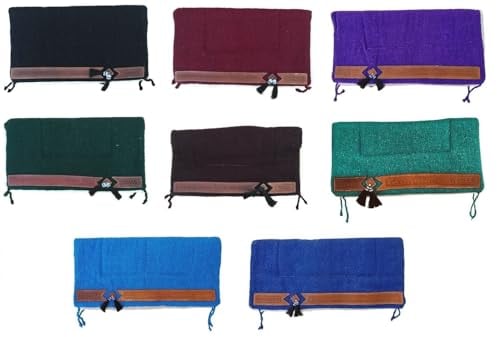 NETPROSHOP Pferd Sattelunterlage Western Pad mit weichem Webfell und Lederverzierung Full, Farbe:Lila