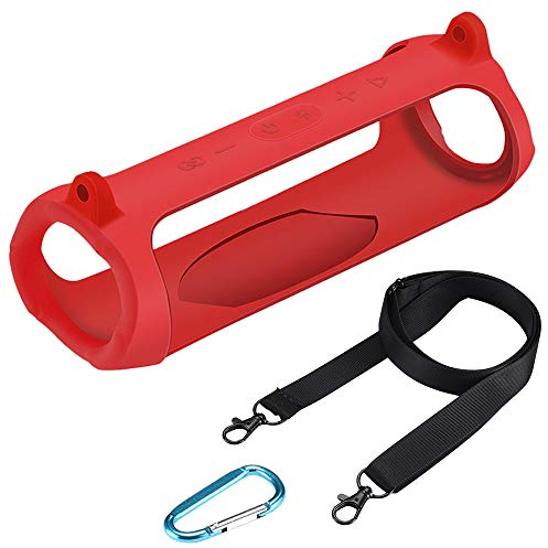 Seracle Étui de transport en silicone pour enceinte JBL Charge 5 Bluetooth Rouge