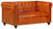 MUSEVANE Chesterfield-Sofa 2-Sitzer Hellbraun Echtleder