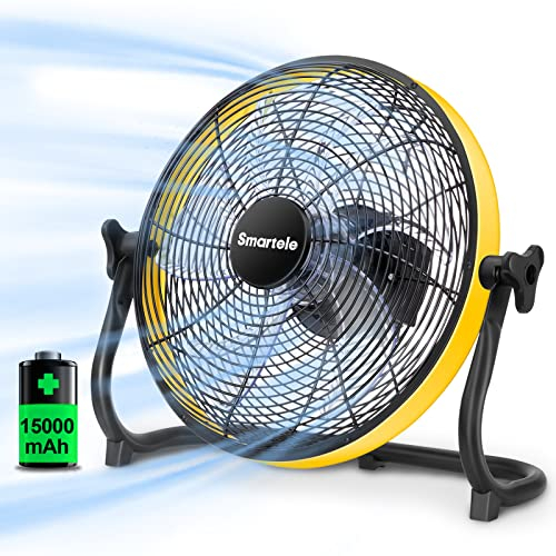 Smartele FF16 Floor Fan,Rechargeable Outdoor Fan,Waterproof Portable Fan,Air Circulating Fan With 15000mAh Battery Run 30 Hours,Stepless Speed Control For Garage Barn Gym Patio Camp Hurricane 16
