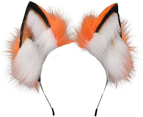 VIGVAN Handgemachte Wolf Fuchs Ohren Cosplay Kopf Zubehör Kawaii Haarband (Wolf Orange)