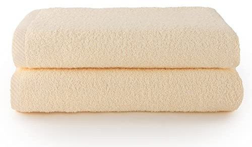 Top Towel - Plus - Lot de 2 Serviettes de Bain ou de Douche - Serviettes de Bain - 100% Coton - 500 g/m2 - Dimensions 70x140 cm - Naturel