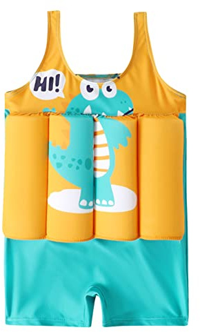 OBEEII Enfants Bébé Combinaison Flottante Maillot de Bain Une Pièce avec Flotteurs Ajustables Été Costume pour Natation Débutant Garçons Filles M21 4-5 Ans