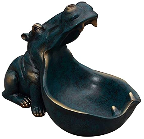 Big Mouth Aufbewahrungsbox, Harz Nilpferd Figur Schlüsselaufbewahrungshalter Desktop Candy Dish Organizer für Dekoration Schmuckaufbewahrung-Blue