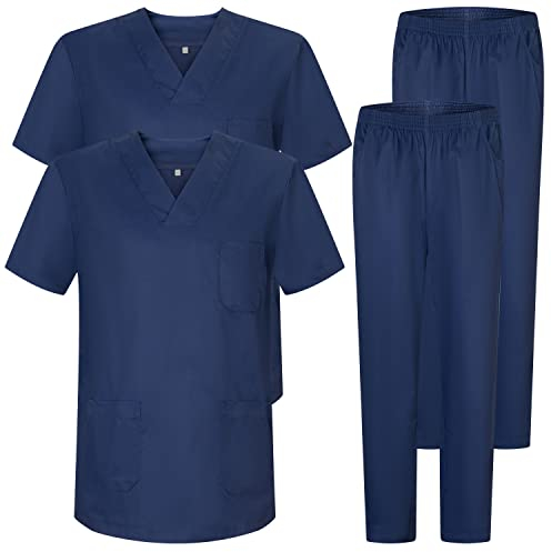 MISEMIYA - Pack * 2 Pcs - Casaca Y PANTALÓN Sanitarios Unisex Uniformes Sanitarios MÉDICOS 2-817-8312 - M, Azul Marino 22