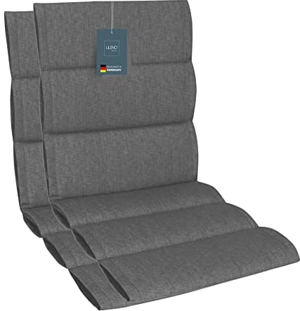 LILENO HOME Gartenstuhl Auflagen als [2er Set - Niedriglehner] in Grau - Bequeme Liegen als Sitzauflagen für Gartenmöbel - Stuhlkissen für Gartenstühle und Klappstühle