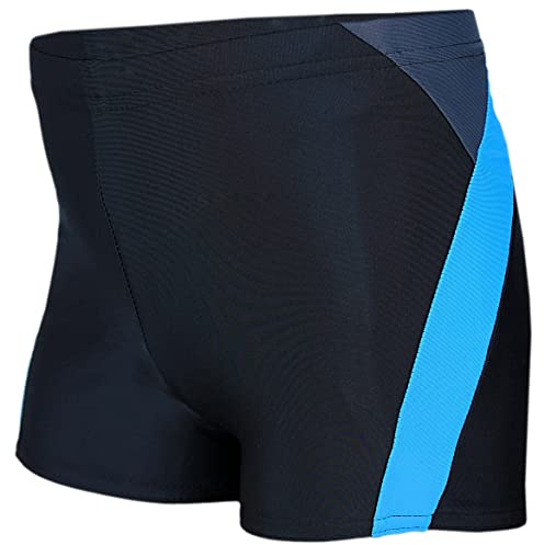 Aquarti Badehose mit Motiv – Schwimmhose Jungen Enganliegend, Badehosen für Jungen Schnell Trocknend, Farbe: 020 Schwarz/Graphit/Blau, Größe: 152