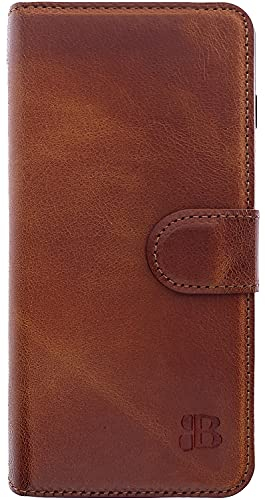 Burkley Leder Handyhülle für Samsung Galaxy A53 Leder Book Case Handytasche mit Magnetverschluss, 360° Schutz, Kick-Stand und Kartenfach (Coffee)