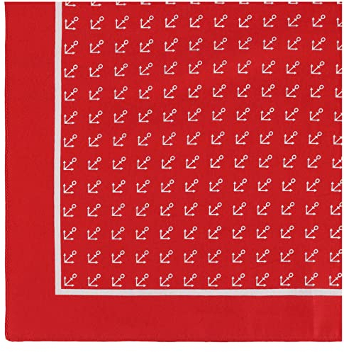 modAS Vierecktuch Bandana Kopftuch ca. 54x54 cm- Tuch in verschiedenen Designs und Farben aus Baumwolle in Rot mit Anker