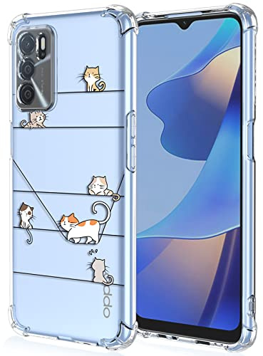 XINYEXIN Transparente Hülle für Oppo A16/A16s/A54s | Blumen, Katzen, Leoparden & Niedliche Handyhülle, Weiches TPU, Stoßfeste, Dünn, Kratzfest, Kameraschutz