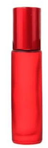 12Pcs 10ml Frosted Essential Oil Roller Bottles Glass Empty Containers with Stainless Steel Ball for Essential Oils, Perfumes and Lip Balms(red)