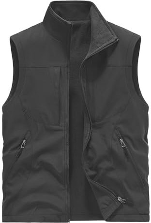 BWBIKE Gilet in Pile da Uomo Giacche Senza Maniche Reversibili da Indossare più Gilet Ispessimento Antivento in Velluto per Esterni Gilet con Zip Intera Morbida,Grigio,XL