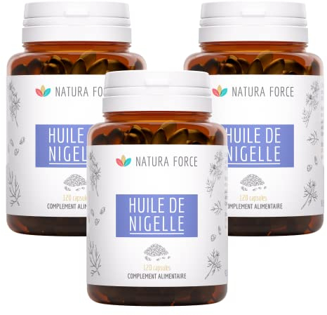 Huile de Nigelle d'Egypte en Capsules - 100% Pure Huile de Cumin Noir - Origine Égypte Certifiée - Hautement Titrée en Acides Gras et Vitamines - Lot de 3 x 120 Capsules en Gélatine Boeuf Halal