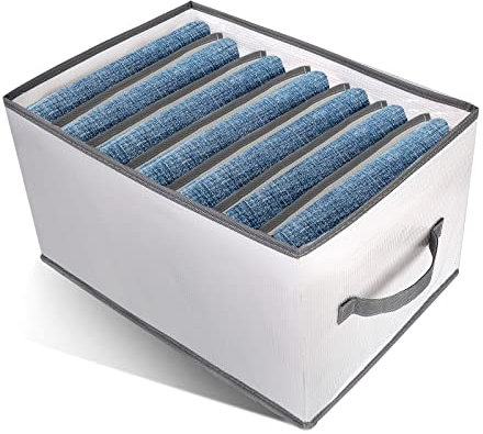 AiQInu Kleiderschrank Organizer,7 Zellen Faltbare Schrank Aufbewahrungsbox mit PP-Trennwänden,Ordnungssystem Kleiderschrank Schrank für Kleidung,Jeans,Hosen,Tshirt