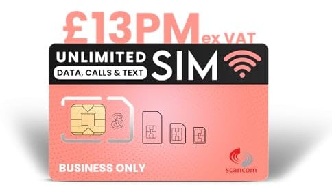 Three Unlimited Calls, Texts & Data Sim - Monthly Contract - Activate & Port your number - Access to Three & Vodafone - Effective rental of £12 per month for 24 months