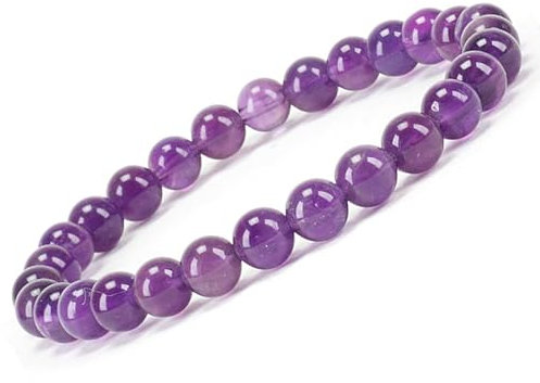 Coffret bracelet pierre naturelle Amethyste claire extensible + fleur de vie en bois OFFERTE - Un bijoux en perles veritable d'améthyste 8 mm qualité AA - idée cadeau de Noel