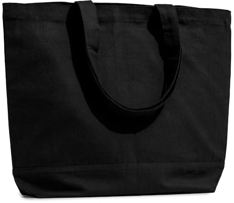 Carrywell Nicht in China hergestellt, wiederverwendbare Einkaufstaschen, Einkaufstaschen, hochdichtes Bio-Baumwolltuch (schwarz), 6 Stück