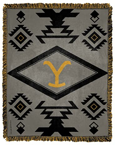 Northwest Yellowstone gewebte Jacquard-Überwurfdecke, 116,8 x 152,4 cm, Waffelmuster, Aztekenmuster