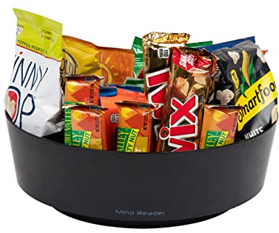 Mind Reader Snack Carousel, Countertop Organizer, Snack Tray, Condiment Holder, Breakroom, Kitchen, Black