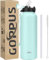 GOPPUS 1.2L/40oz Stainless Water Bottle with Straw Double Wall Insulated Bottles with Strap Large Vacuum Thermal Flask Leakproof Keep Cold Drinks Bottles with Flip Top Lid for Men Women BPA Free