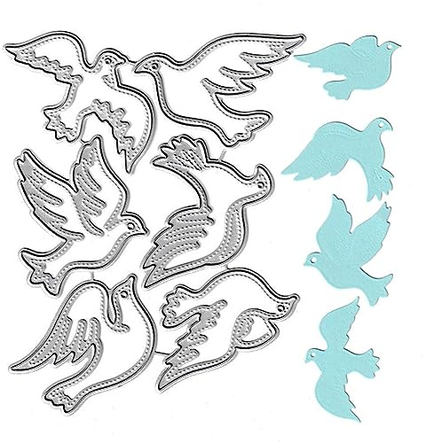 Metall 6pcs Taube Vogel Stanzformen, Tier Taube des Friedens Stanzform DIY Handwerk Vorlage Form Schablonen für DIY Prägung Kartenherstellung Album Dekoratives Papier Scrapbooking