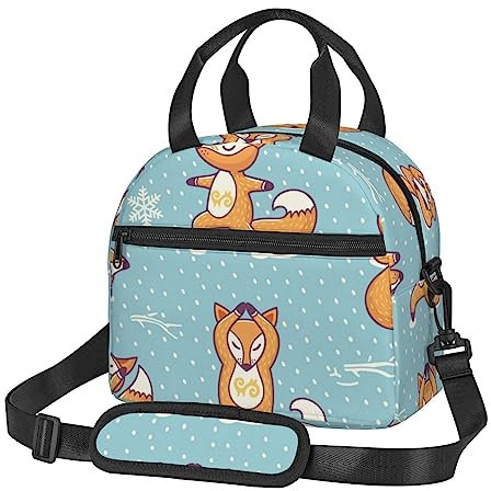 Niedliches Tier, lustiger Fuchs, Yoga-Lunch-Tasche, isolierte Lunchbox, wiederverwendbare Lunch-Tasche für Arbeit, Schule, Picknick, Reisen