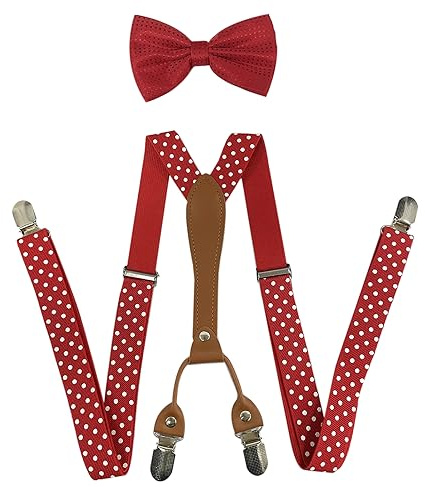 SUNTRADE Herren Hosenträger und Fliege Set, 4 Clips Elastische X Band Hosenträger + Fliege für Hochzeit, formelle Veranstaltung