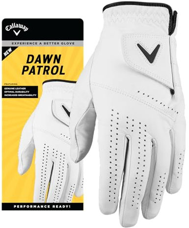 Callaway Golf Dawn Patrol Handschuh (auf der linken Hand getragen, Weiß 2024, Medium/Large, Cadet (Kurze Finger))