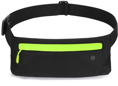 JasGood Laufgürtel für Handy Bauchtasche Hüfttasche Elastischer Lauftasche für Damen und Herren Gürteltasche Brusttasche zum Laufen Joggen Fitness Sport,Schwarz Grün