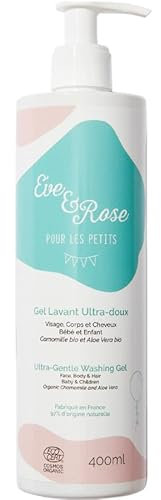 Eve & Rose | Gel Lavant Ultra Doux | Bébés dès la naissance | Corps visage et cheveux | Sans savon | Certifié bio et fabriqué en France