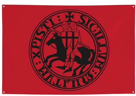 Pancarta decorativa de 120 x 180 cm, diseño de dos templarios vikingos, caballero cruzado, decoración para colgar en el césped, telón de fondo de bandera de fiesta