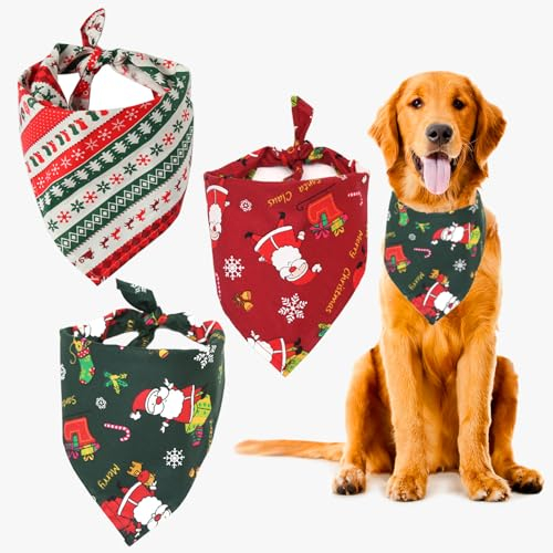 3 StüCk Christmas Dog Bandana, Haustierschal, Halstuch Hund, Waschbarer Dreieckiger Pet Bandanas, Feiertagspartydekorationen, Geeignet für Katzen, Hunde und andere Haustiere