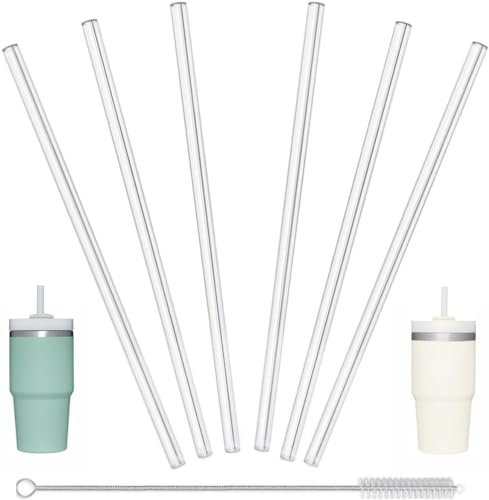 Pajita para Stanley Cup 20 de 14 onzas, popotes compatibles con vasos Stanley de 20 onzas y 14 onzas, repuesto de popote 6 popotes reutilizables con 1 cepillo de limpieza, transparente