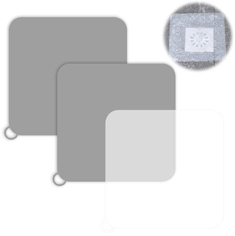 3 Pieces Shower Drain Cover, Silicone Anti-Odor Floor Drain, Bathroom Sealing Cover Sheet, Suitable for Bathroom, Kitchen Sink, Toilet (Transparent, Gray)