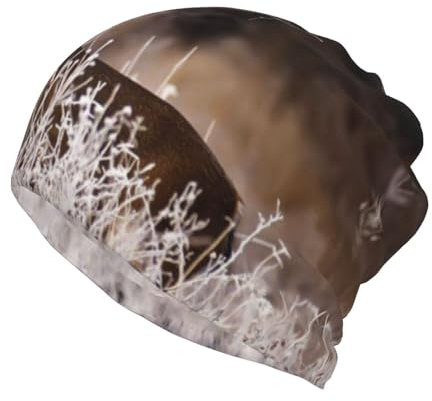 ESASAM Vielseitige Beanie-Mütze mit Hirsch-Motiv, multifunktional, Halstuch und Beanie-Kombination, Schwarz , Einheitsgröße