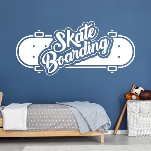GRAZDesign Cooles Wandtattoo Skateboard Skate Boarding Kinderzimmer Junge & Mädchen, Wandaufkleber Folie selbstklebend - 125x57cm / braun
