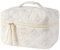 QLoztyse Gesteppte Make up Tasche aus Baumwolle - Blaues Blumenmuster, Reise Kosmetiktasche, Große Ästhetische Tasche mit Fächern für Damen und Mädchen, Kulturbeutel Organizer, Pink, Large