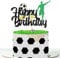 Sotpot 1 Pack Football Happy Birthday Cake Topper Glitter Happy Birthday Sign Football Player Cake Pick for Football Themed Birthday Party Cake Decoration Supplies