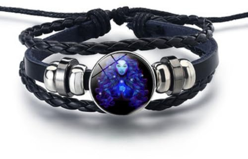 Xinyig Vi-rgo Manifestation Bracelet,Multilayer Adjustable Twelve Con-stellation Zo-diac Leather Bracelets,Zo-diac Signs Sp-irit Bracelet,Hand-Made Wo-ven Adjustable Bracelet,Bracelets Zo-diac Glow