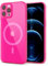 Svanove for iPhone 12 Pro Max Case Clear Compatible with Magsafe, Fluorescent Transparent Magnetic Magnet Mag Case, Slim Thin Bright Silicone Grip & Shockproof Bumper Camera Cover, Neon Hot Pink