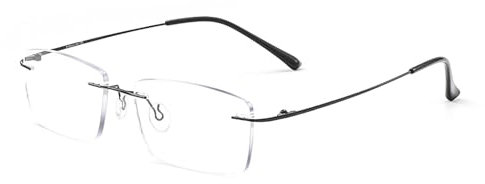Ultraleichte Randlose Lesebrille für Herren, Anti Blaulicht Computerbrille aus Titanmetall(Black,1.5)